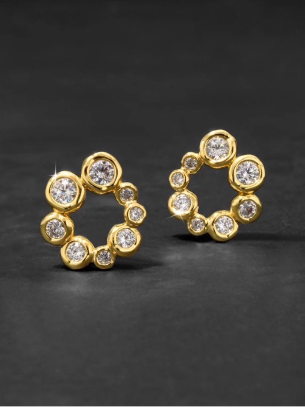 ALEXIS BITTAR Asterales Petite Bubble Earrings 14K Gold Plate C Z NEW SB07